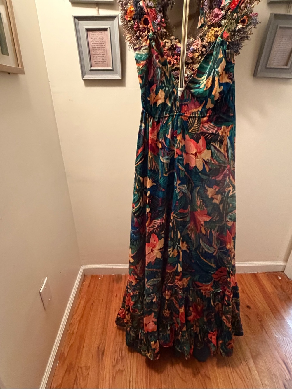 VICI Floral V-Neck Maxi Dress in Teal Multi